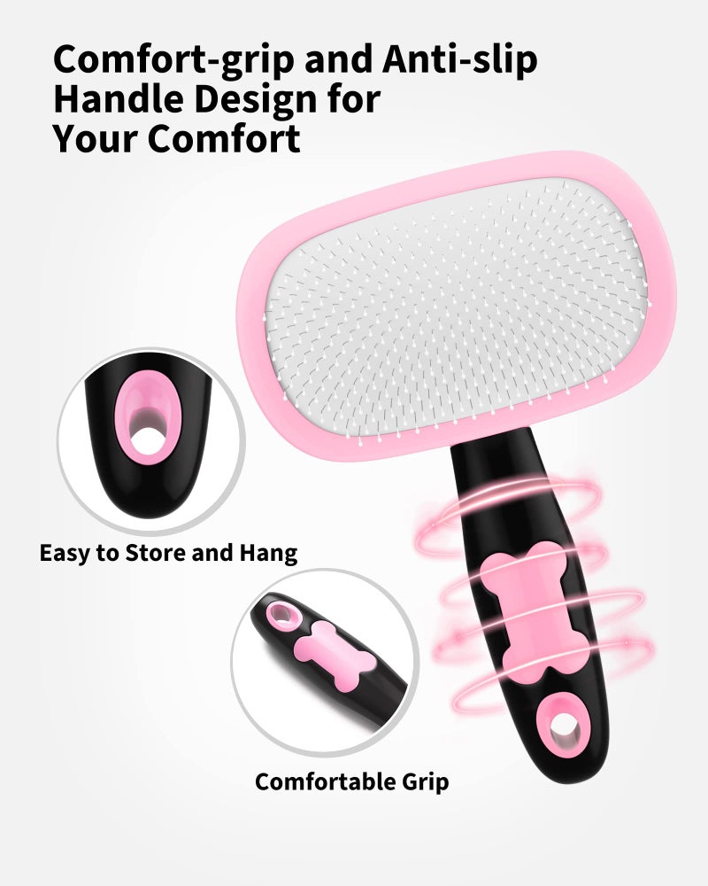 Glendan Dog & Cat Grooming Brush - Slicker Shedding Tool (Pink) - Image 4